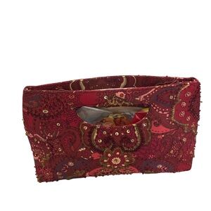 Vintage Beaded satin clutch bag